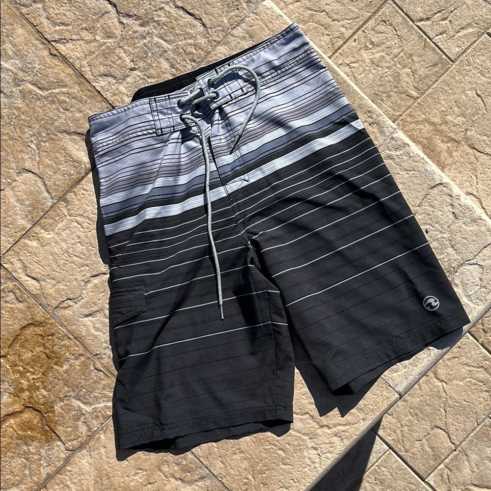 Men's Black and Gray Swim Shorts